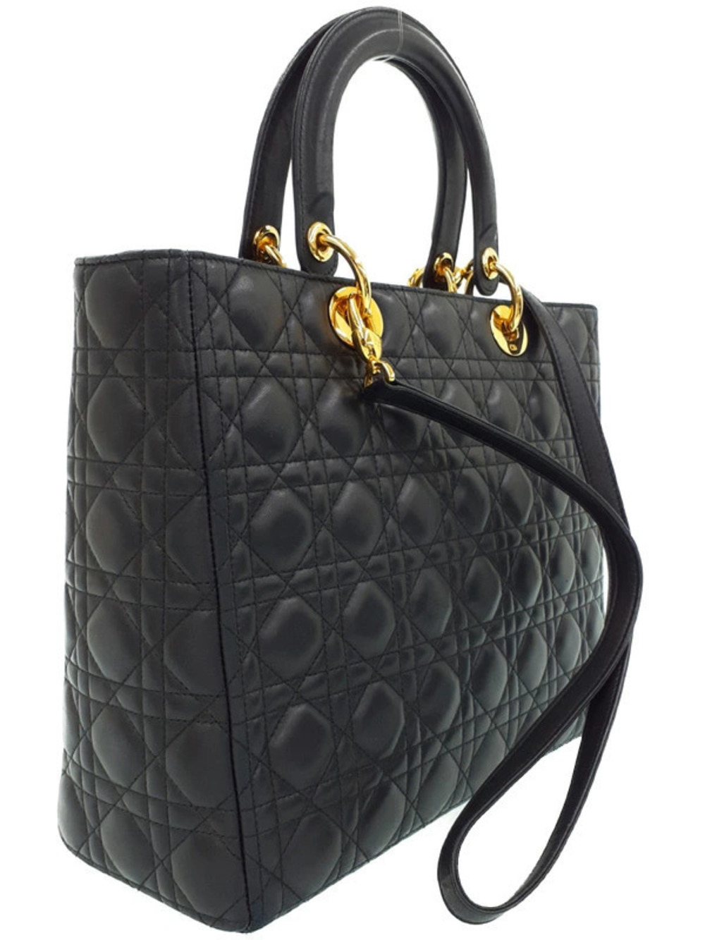 Christian Dior Lady Dior Bag Cannage Quilted Lambskin Black - Picture 2 of 9